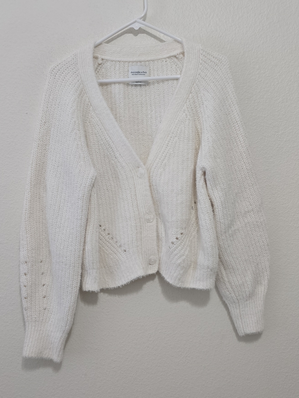 Abercrombie & Fitch Ivory Button-Front Knit Cardigan L